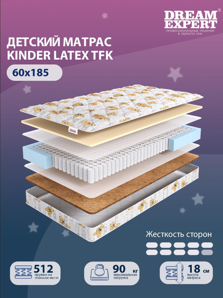 Матрас в кроватку DreamExpert Kinder Latex TFK, Независимые пружины, 60 ...