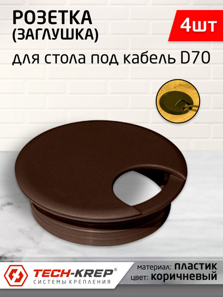 Заглушка для проводов в столешницу, Пластик, коричневый купить по ...