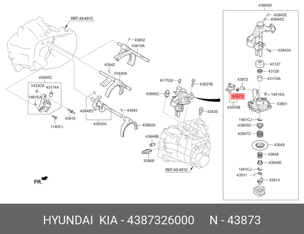 4387326000 опорная скоба стержня вилки включения передач кпп Hyundai ...