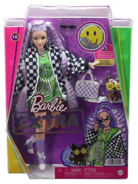 Кукла Mattel Barbie Extra - Экстра с лавандовыми волосами и собакой ...