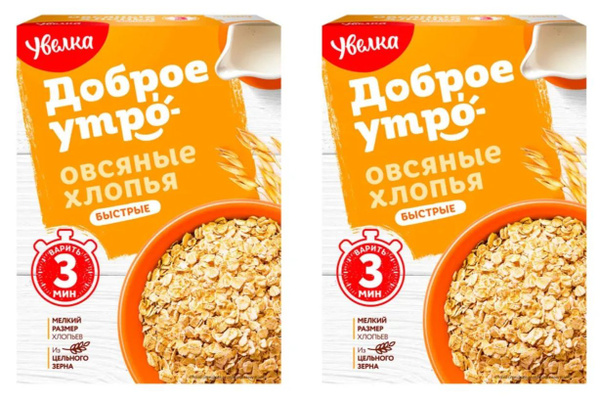 Увелка Хлопья овсяные Быстрые, 400 гр, 2 шт - купить с доставкой по ...