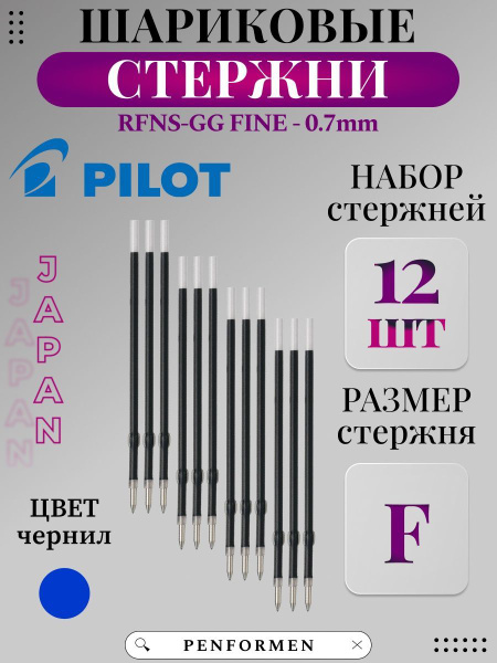 Стержень для шариковой ручки с ушками синий PILOT RFNS-GG-F купить на ...