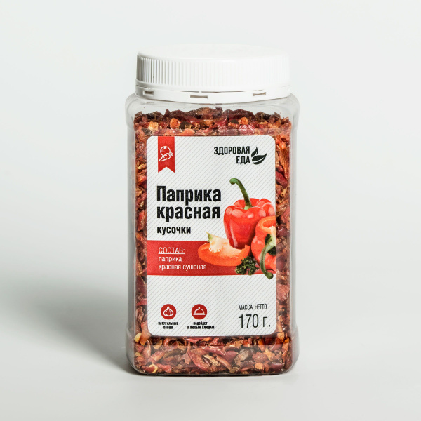 Паприка Здоровая еда сладкая красная молотая сушеная кусочками 170 г ...