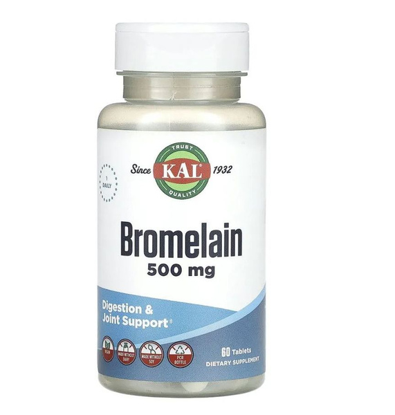 Бромелайн 500 мг 60 таблеток, Kal Bromelain 500mg, Способствует ...