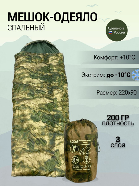 Туристический мешок спальный 220х90 / спальник -10 C - купить с ...