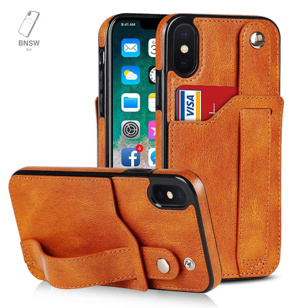 Кожаный чехол для iPhone X/ XS телефона с держателем на запястье ...
