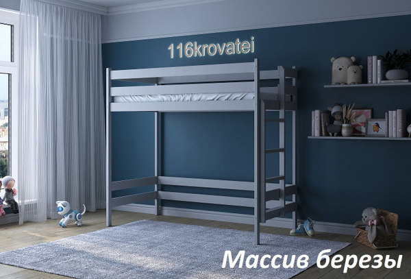 Кровать-чердак 116krovatei Чердак с лестницей с торцаx89x167 см ...