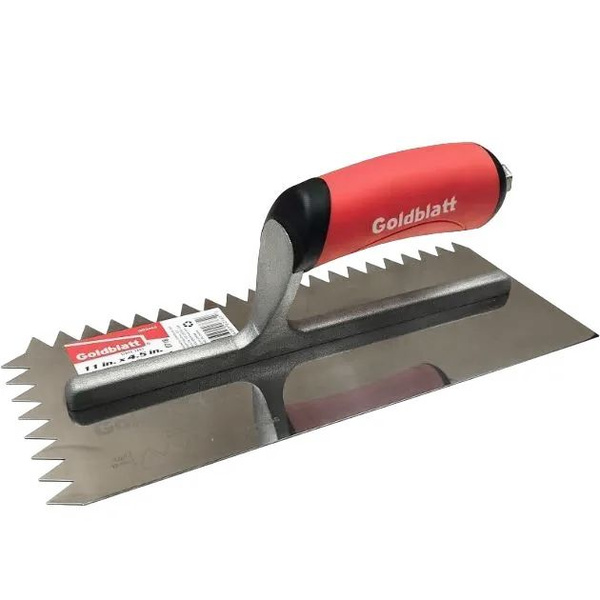 Кельма зубчатая из нержавеющей стали треугольный зуб 12x12мм GOLDBLATT ...