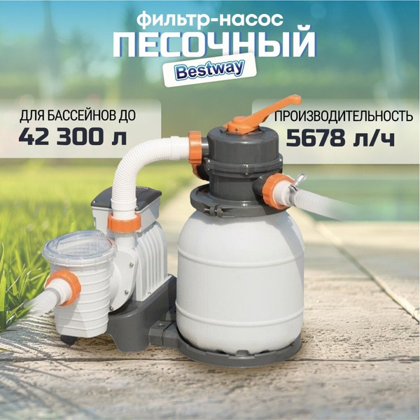 Фильтр-насос песочный для бассейна 5678 л/ч, 1500gal, Bestway, 58497BW ...