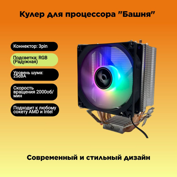 Кулер для процессора CPU SRGB LGA 1151/1151v2/1155/1200/AM3 (TDP 135W ...