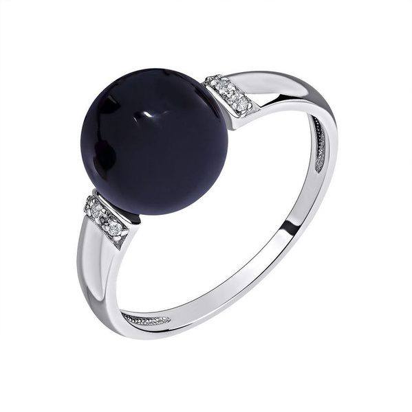 KRASNOE Кольцо серебряное с натуральным черным агатом - купить с ...