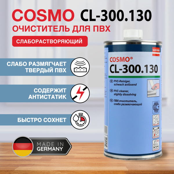 Слаборастворяющий очиститель пластика окон ПВХ COSMOFEN 10, 1 литр, CL ...