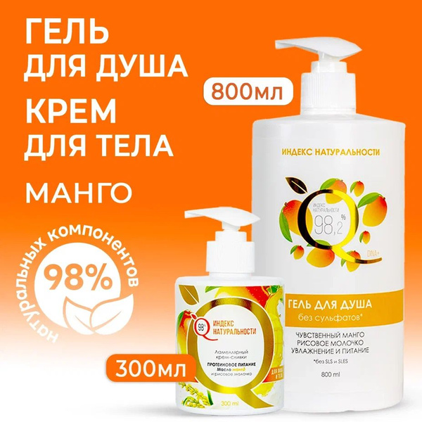 ИНДЕКС НАТУРАЛЬНОСТИ Набор для ухода за телом гель для душа и крем для ...