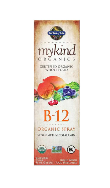 Garden of Life, MyKind, Витамин B12, метилкобаламин, органический спрей ...