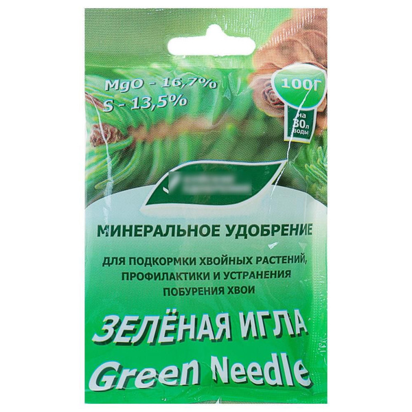 Удобрение минеральное, "Зеленая игла", для хвойных, 100 г, 2 шт ...