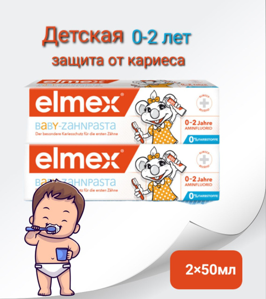 Зубная паста детская Elmex Baby 0-2, Элмекс бэби, 50 мл (2шт). - купить ...