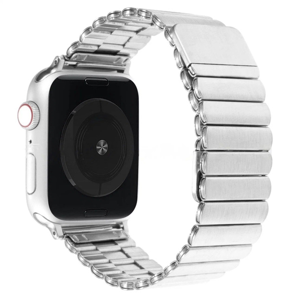 Металлический магнитный серебристый ремешок для Apple Watch 42-44-45-49 ...