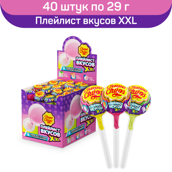 Карамель чупа-чупс, Chupa Chups XXL Плейлист вкусов, 40 шт. по 29 г ...