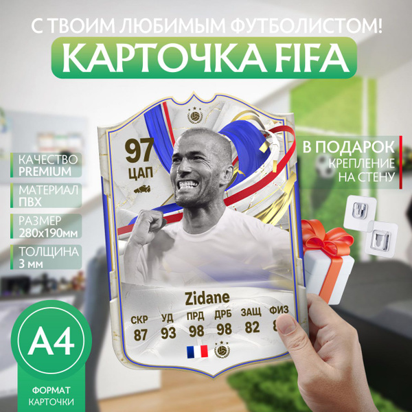 Карточка Фифа 24 футболиста Зинедин Зидан 97 A4 - купить по низкой цене ...