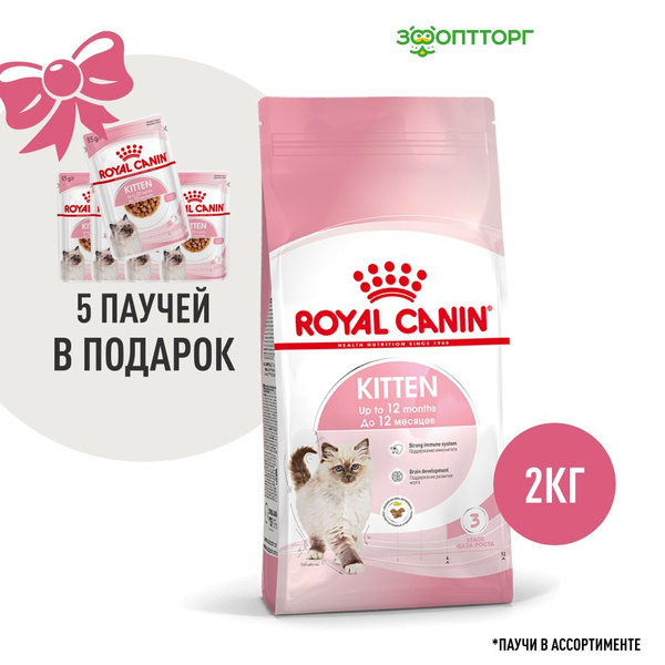 Сухой корм Royal Canin Kitten для котят от 4 месяцев, с курицей, 2 кг ...