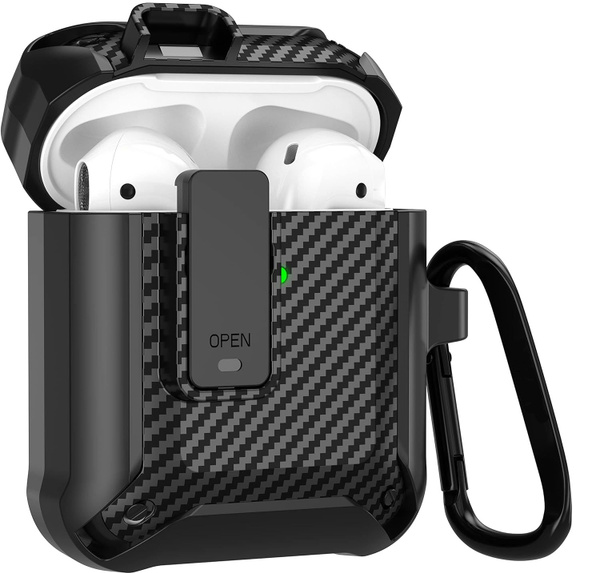 Чехол для AirPods 1 / 2 Mecha AirPods Case Carbon Black + Black ...