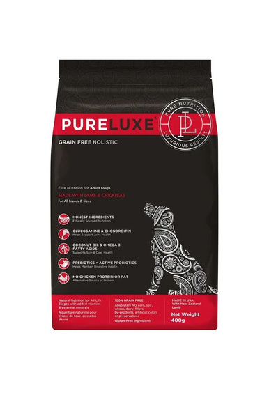 PureLuxe для взрослых собак с ягненком и нутом, 400г - купить с ...