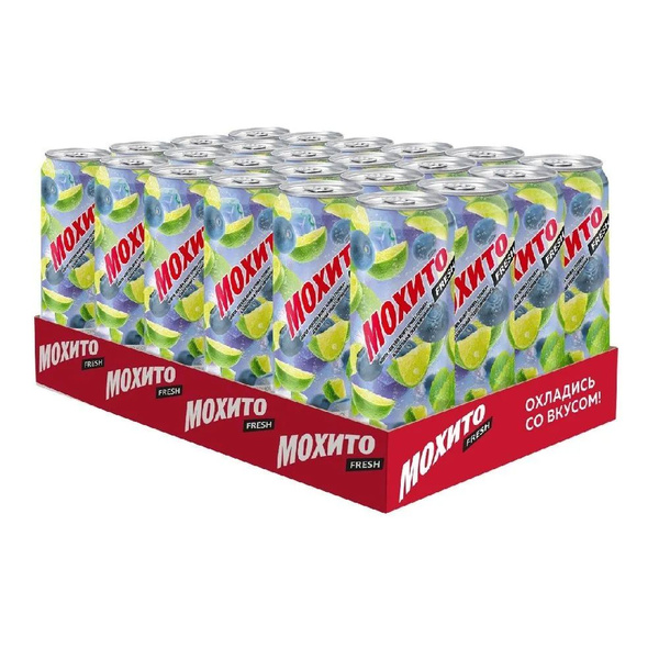Газированный напиток Мохито Fresh, Черника-голубика, 24 шт по 450 мл ...