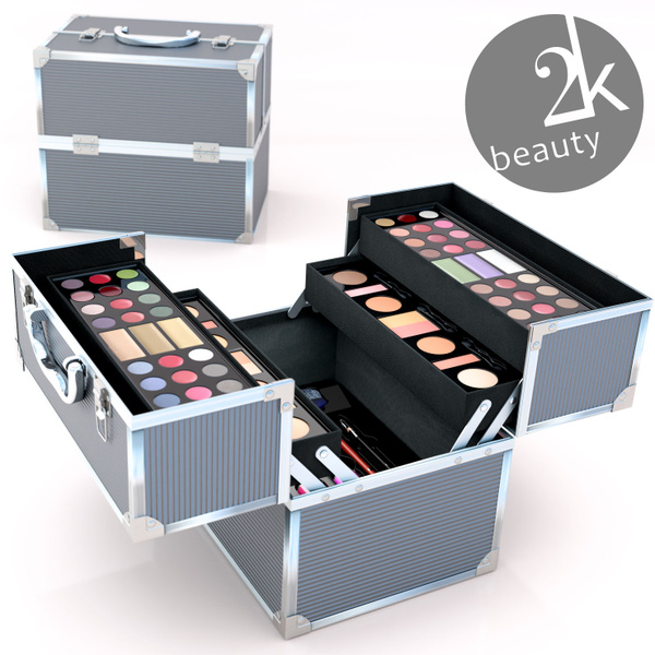 Подарочный бьюти бокс чемодан 2K Beauty / Состав набора: тени для век ...
