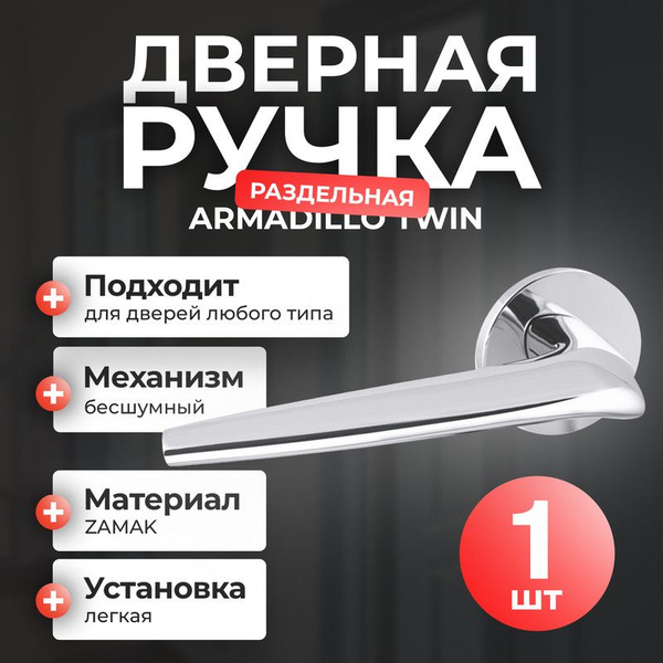 Ручка для двери раздельная R URS52 TWIN (TWIN URS) хром - купить по ...