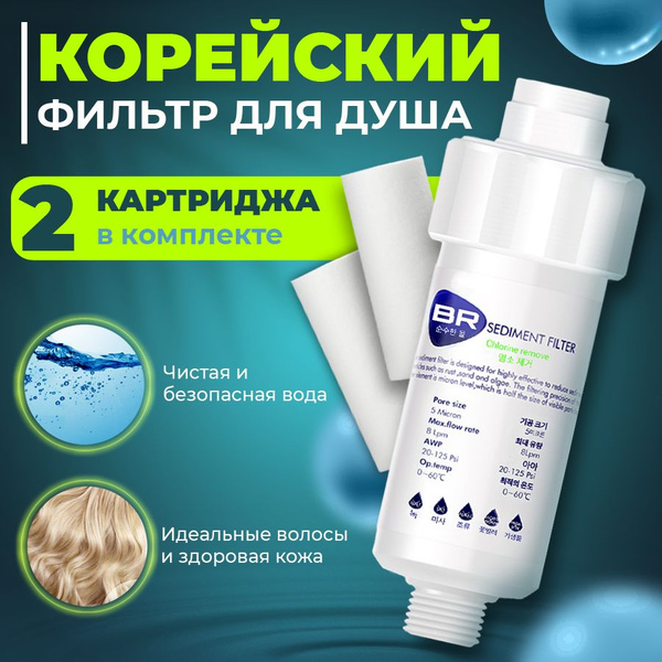 Проточный фильтр для душа, фильтр для воды, BR + запасные картриджи ...