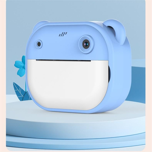 Цифровой детский фотоаппарат мгновенной печати с таймером,синий медведь ...