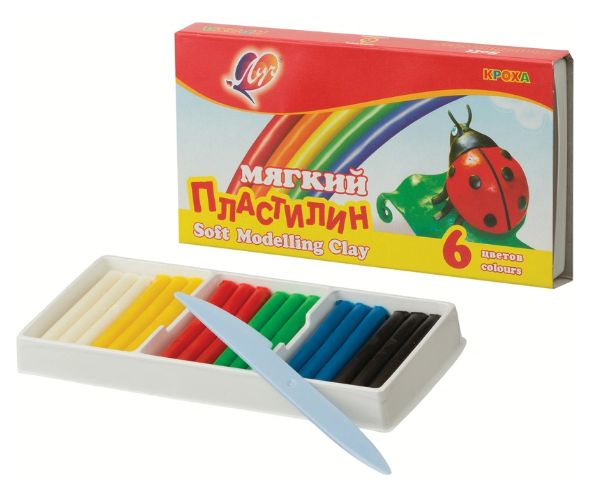 Характеристики Пластилин восковой Луч Кроха, 6 цветов, 99 г подробное ...