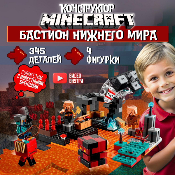 Конструктор Майнкрафт Бастион Нижнего мира (сопоставим с lego Minecraft ...