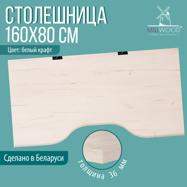 Столешница 1600х800х36 мм для компьютерного или геймерского стола с ...