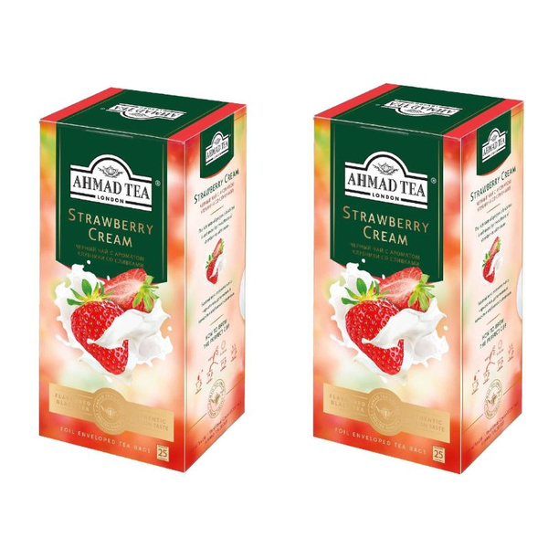 Ahmad Tea Чай в пакетиках черный Strawberry Cream, в упаковке ...