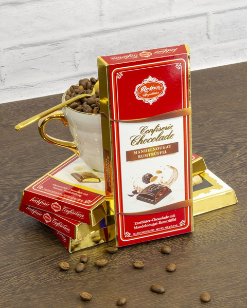Шоколад REBER горький Almond Praline-Rum трюфельной начинкой из миндаля ...