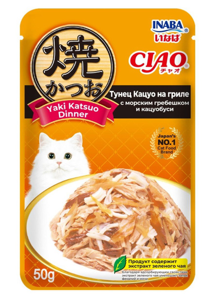 INABA CIAO/ ИНАБА ЧАО корм для кошек влажный Yaki Katsuo Dinner Тунец ...