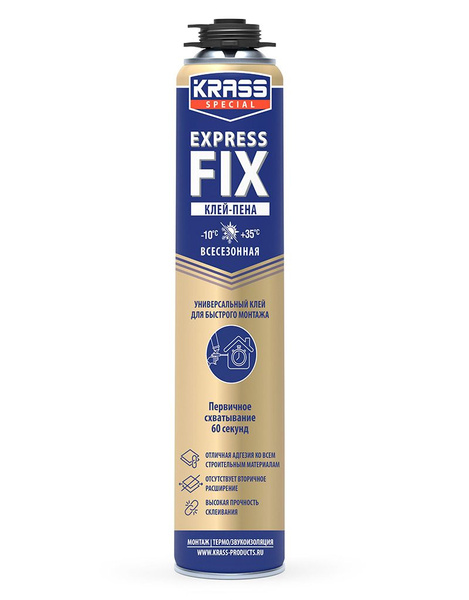 Клей-пена KRASS Express Fix 750мл для внутренних и наружных работ ...