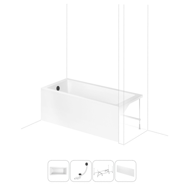 Акриловая ванна 160x80 с каркасом и экраном Lavinia Boho Catani ...
