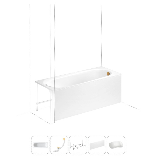 Акриловая ванна 150x70 с каркасом и экраном Lavinia Boho Biore ...