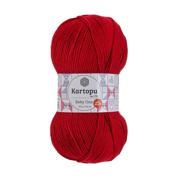 Пряжа Kartopu Baby One, 100 г / 250м, красная (код цвета K125) купить ...