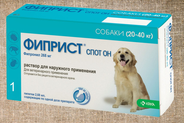 Фиприст Спот Он KRKA капли для собак 20-40 кг от блох, вшей, клещей и ...