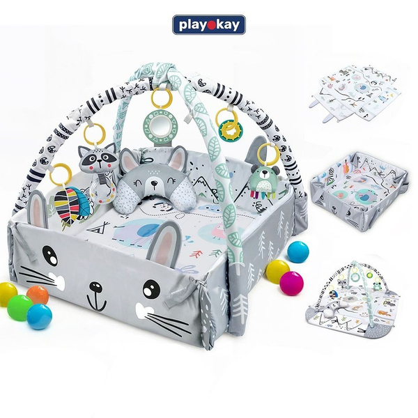 Коврик детский для ползания Play Okay развивающий, манеж для малышей, с ...