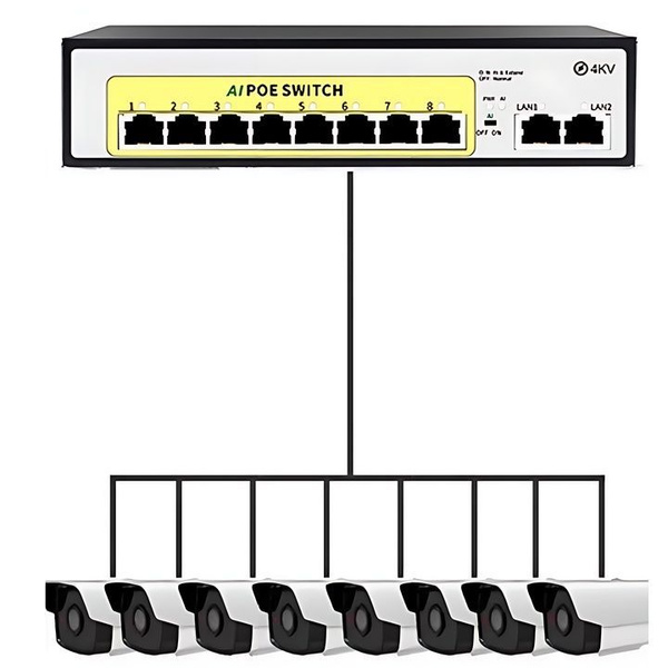 POE208D Коммутатор (Свитч) POE Switch Watchdog (802.3af/at) 10 каналов ...