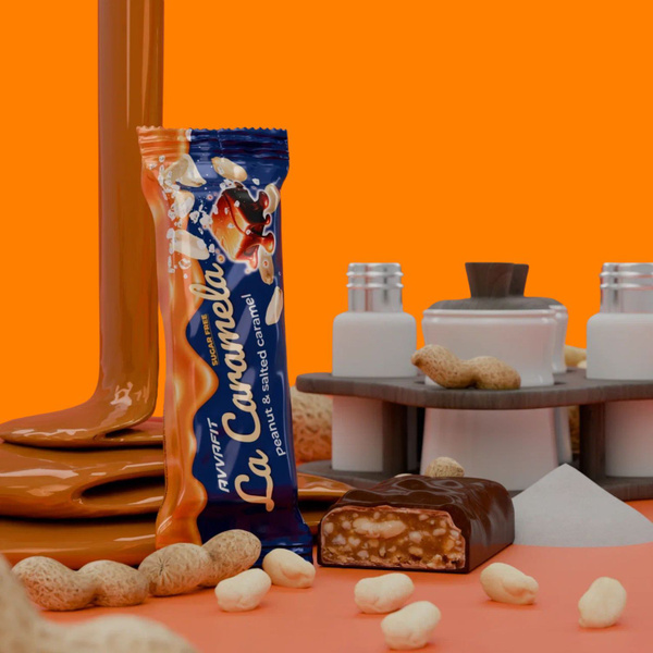 AVVAFIT Протеиновые батончики без сахара La Caramela "Арахис и соленая ...