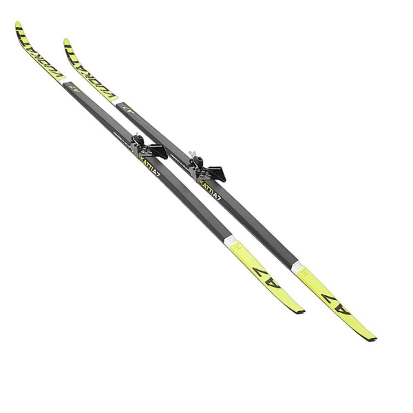 Беговые лыжи VUOKATTI 160 см с креплением 75 мм Step цвет Black/Yellow ...