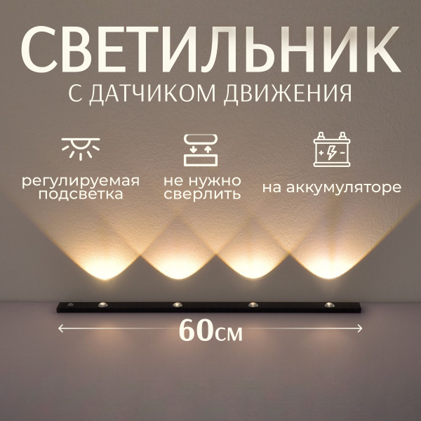 Беспроводной светодиодный светильник с датчиком движения на клипсах ...