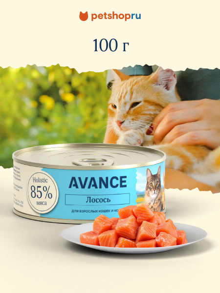 AVANCE Консервы для взрослых кошек и котят с лососем, 100 гр купить на ...