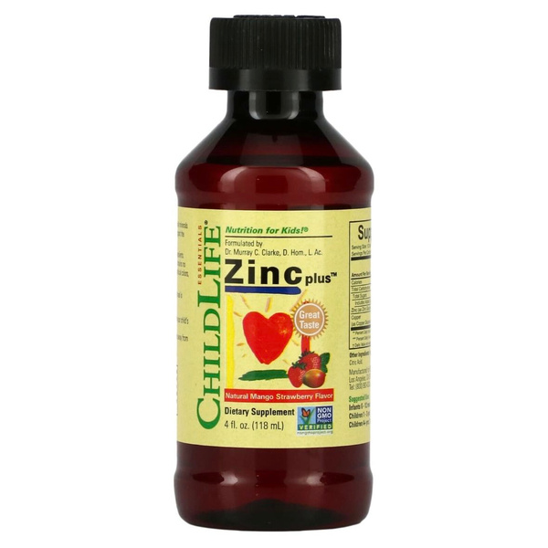 ChildLife, Цинк жидкий в каплях, вкус манго и клубники, Zinc Plus, 118 ...