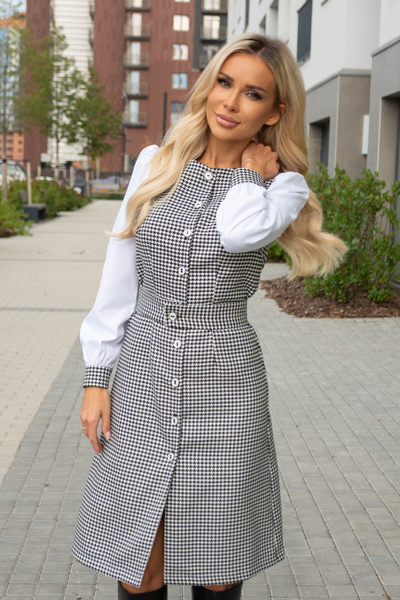 Платье Женский MBL белый прямое Повседневный Длинный Вискоза, Эластан ...